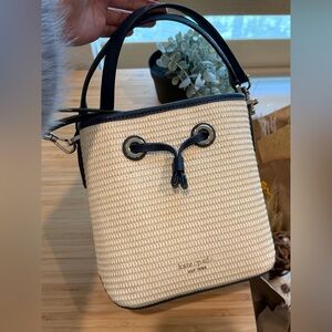 Kate Spade Eva straw/wicker rattan bucket bag